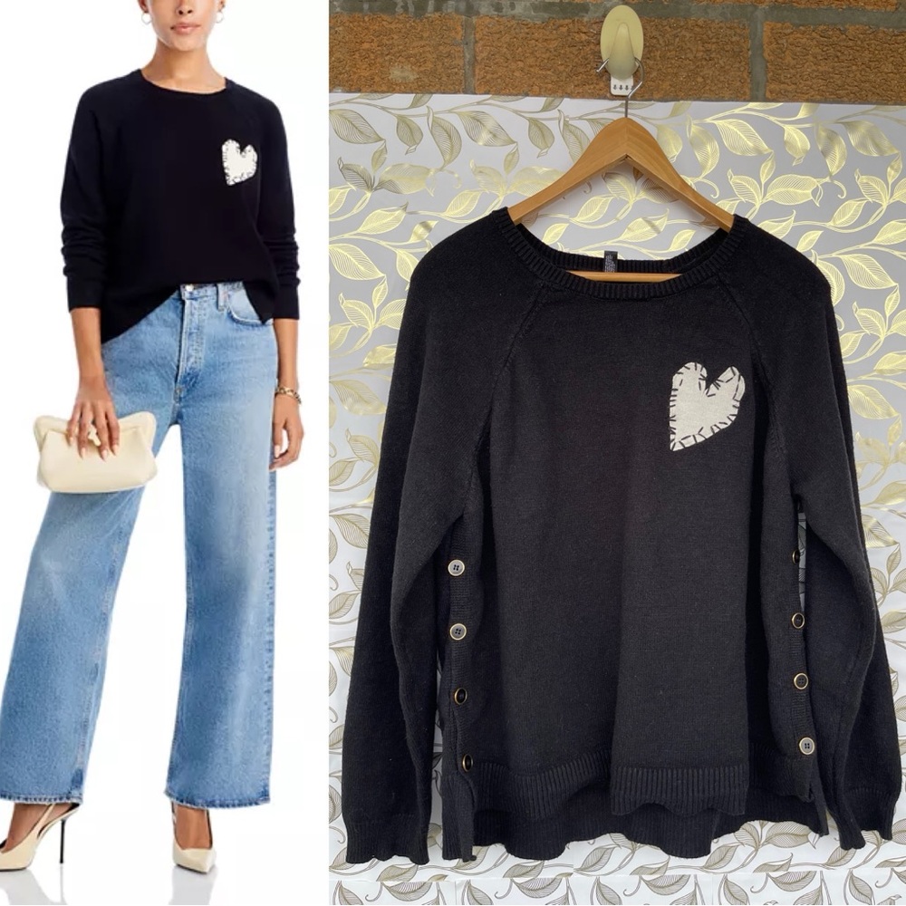AQUA x Kerri Rosenthal Heart Patch Sweater size large